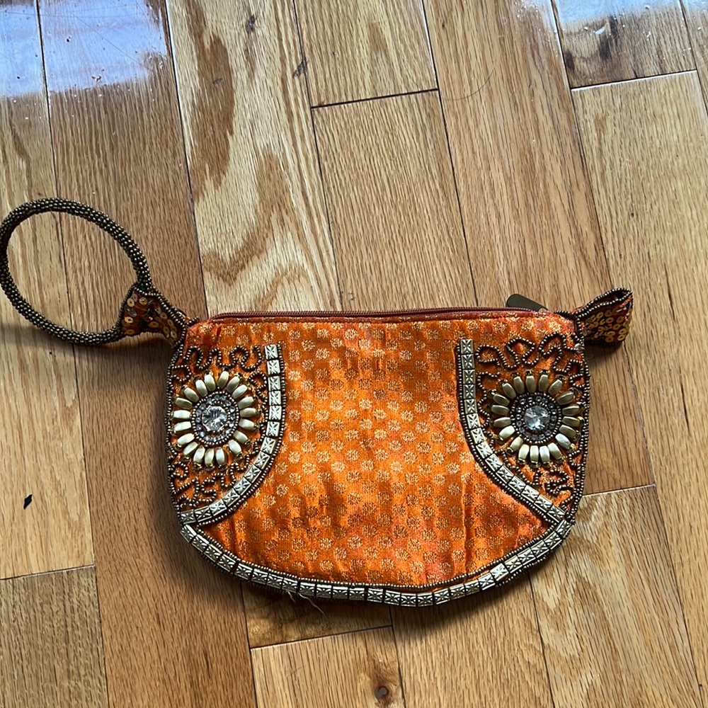 Vintage hand beaded wristlet